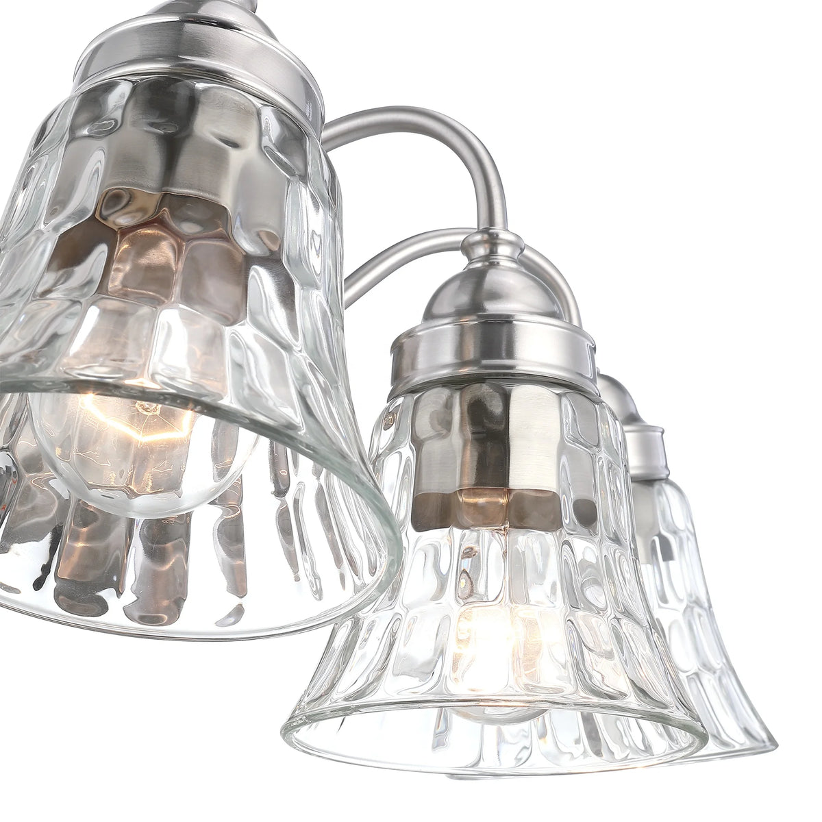Brushed Nickel Bathroom Vanity Light, 3-Light E26 Glass Sconce