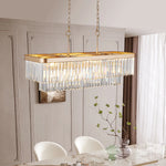 Modern Crystal 11-Light Rectangular Chandelier | Gold Pendant Ceiling Light