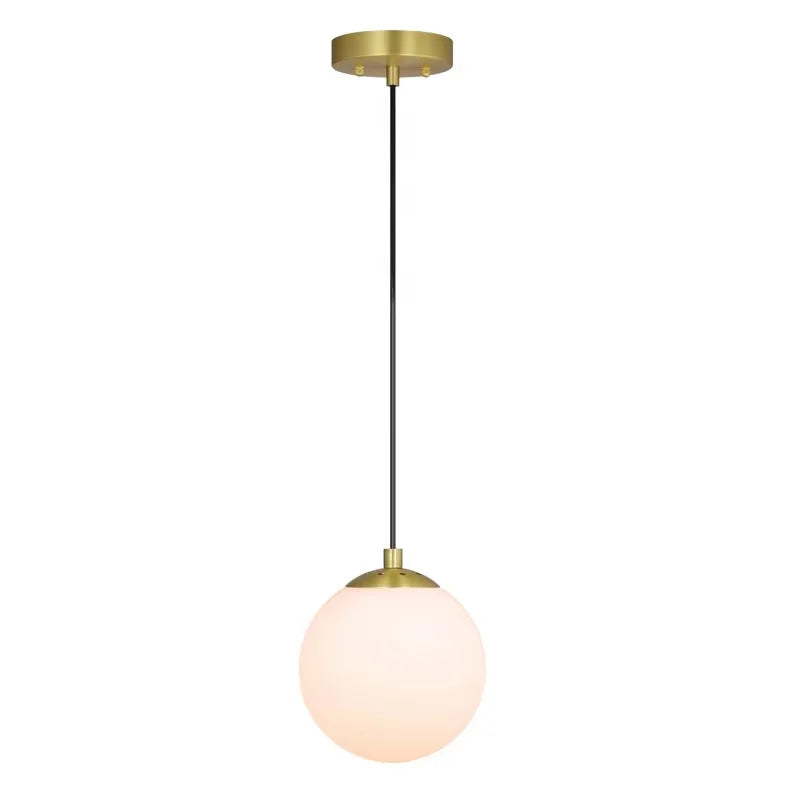 Brass Globe Pendant Light | Adjustable E26 Glass Ceiling Light