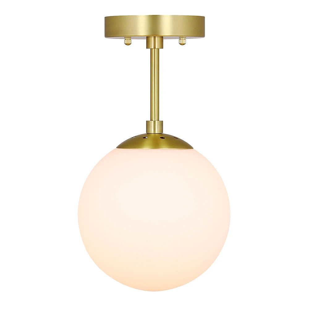Brass Globe Pendant Light | E26 Glass Shade Ceiling Light