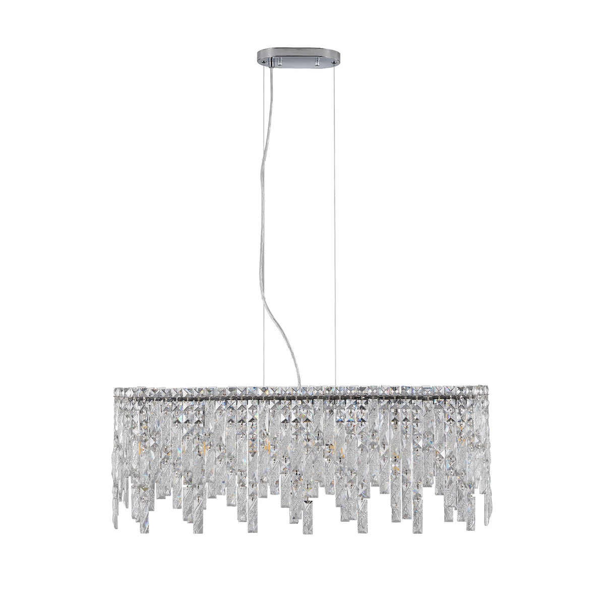 Modern Crystal 6-Light Oval Chandelier | Adjustable Pendant Ceiling Light