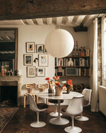 Ribbed Rice Paper Globe Pendant Light