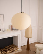 Ribbed Rice Paper Globe Pendant Light