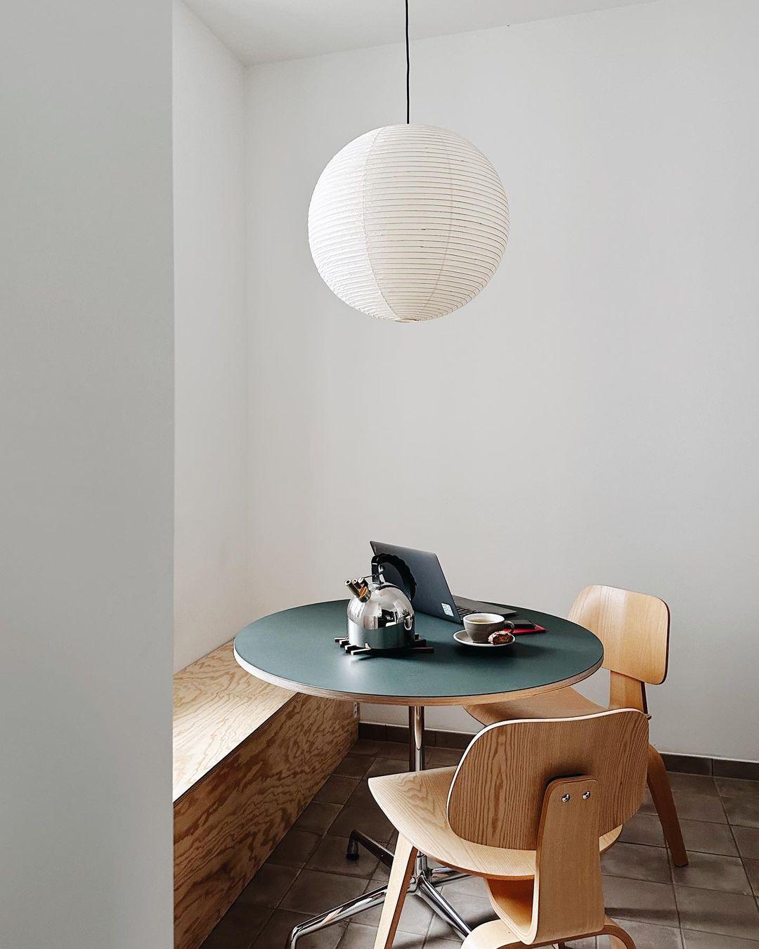 Ribbed Rice Paper Globe Pendant Light