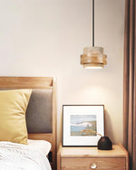 Travertine and Wood Multi-Light Pendant