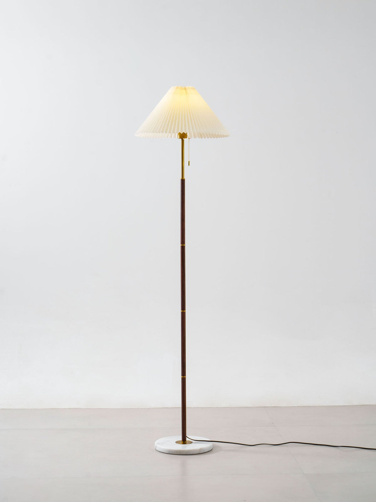 Vintage Pleated Floor Lamp with Marble Base | Modern Retro Standing Lamp
