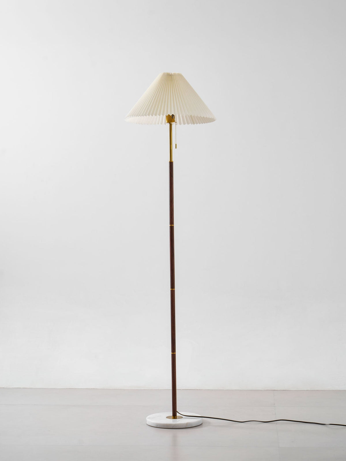 Vintage Pleated Floor Lamp with Marble Base | Modern Retro Standing Lamp