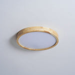 12-Inch Geometric Wood LED Ceiling Light, Flush Mount
