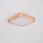 12-Inch Geometric Wood LED Ceiling Light, Flush Mount