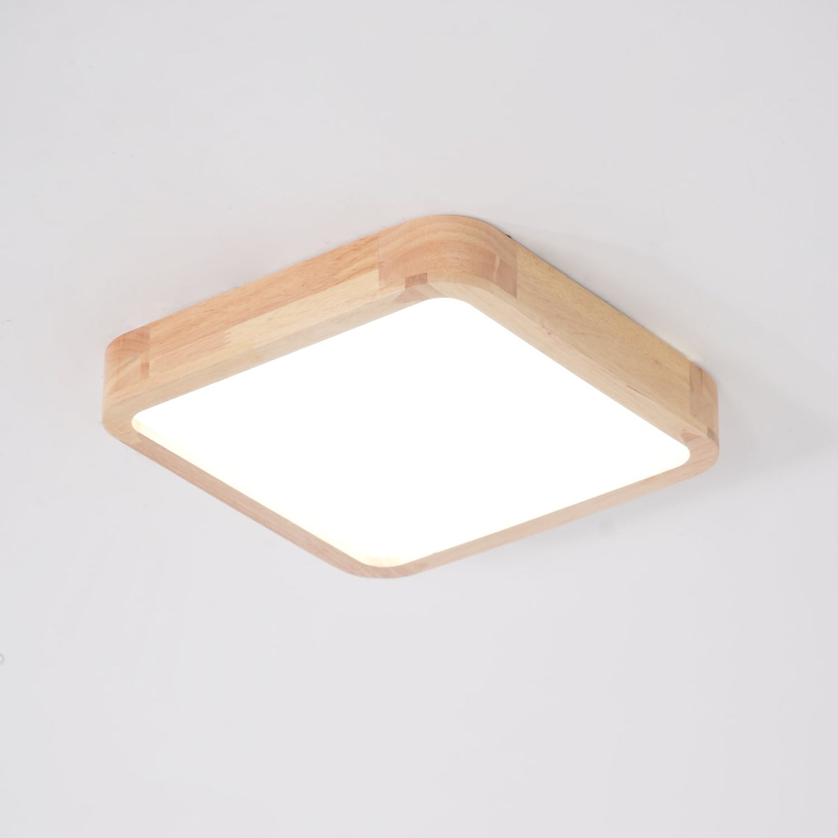 12-Inch Geometric Wood LED Ceiling Light, Flush Mount