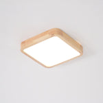 12-Inch Geometric Wood LED Ceiling Light, Flush Mount