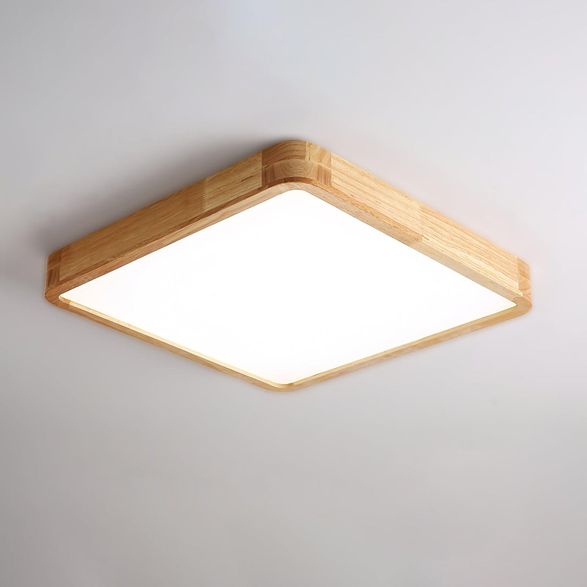 12-Inch Geometric Wood LED Ceiling Light, Flush Mount