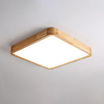 12-Inch Geometric Wood LED Ceiling Light, Flush Mount