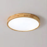 12-Inch Geometric Wood LED Ceiling Light, Flush Mount