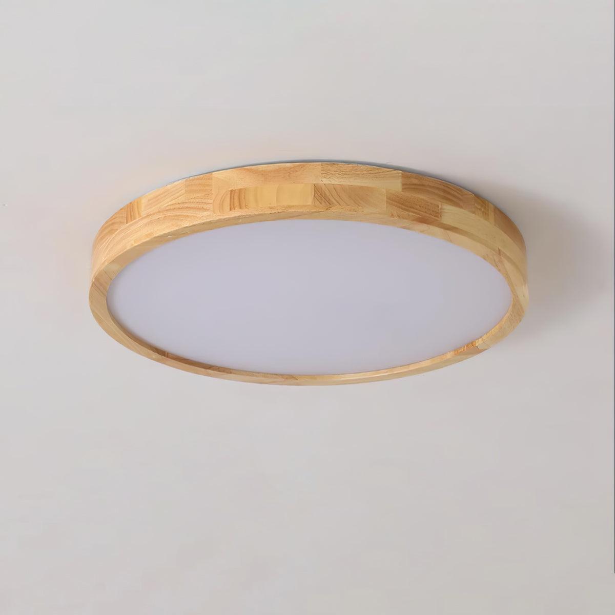 12-Inch Geometric Wood LED Ceiling Light, Flush Mount