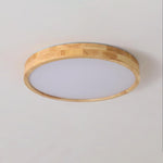 12-Inch Geometric Wood LED Ceiling Light, Flush Mount
