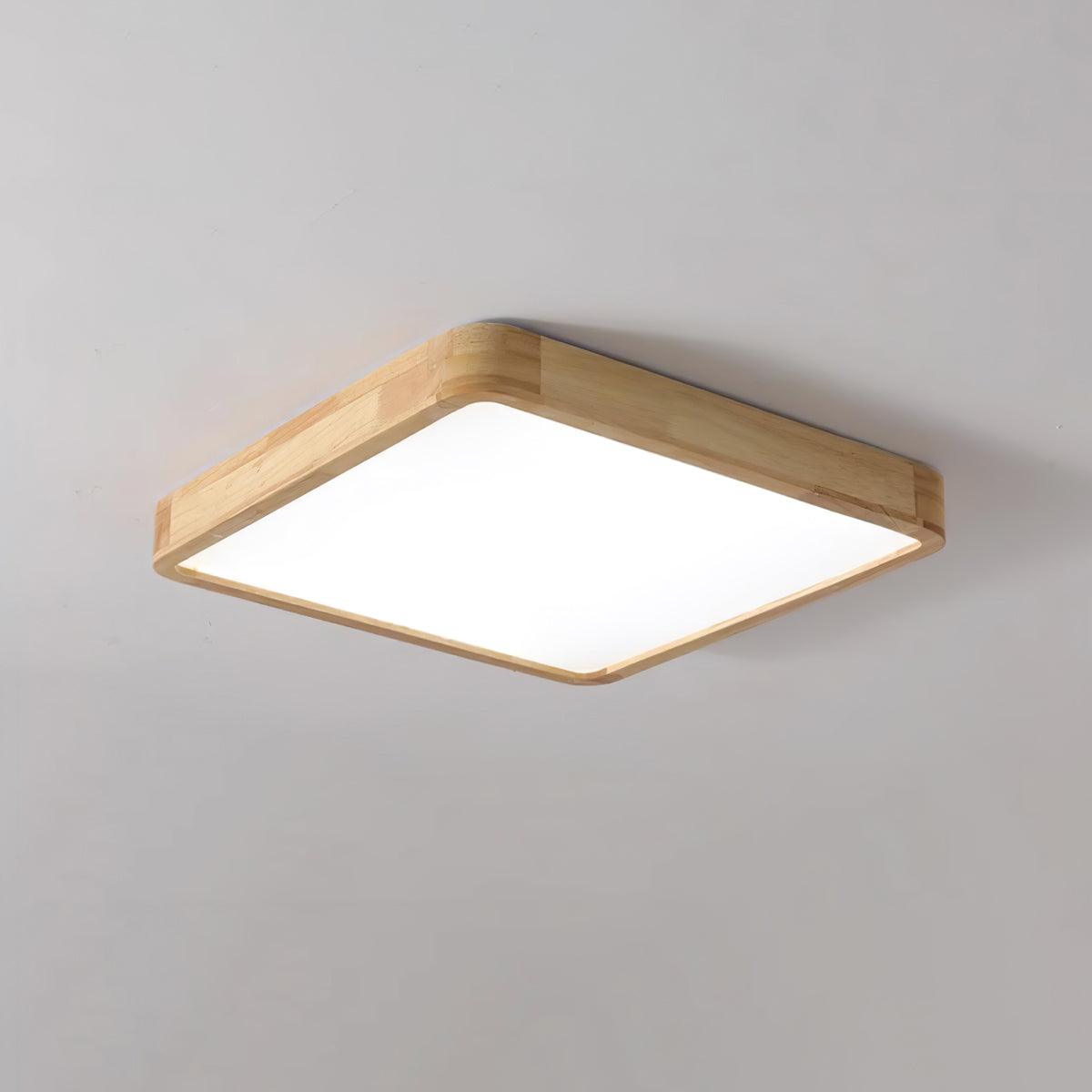 12-Inch Geometric Wood LED Ceiling Light, Flush Mount