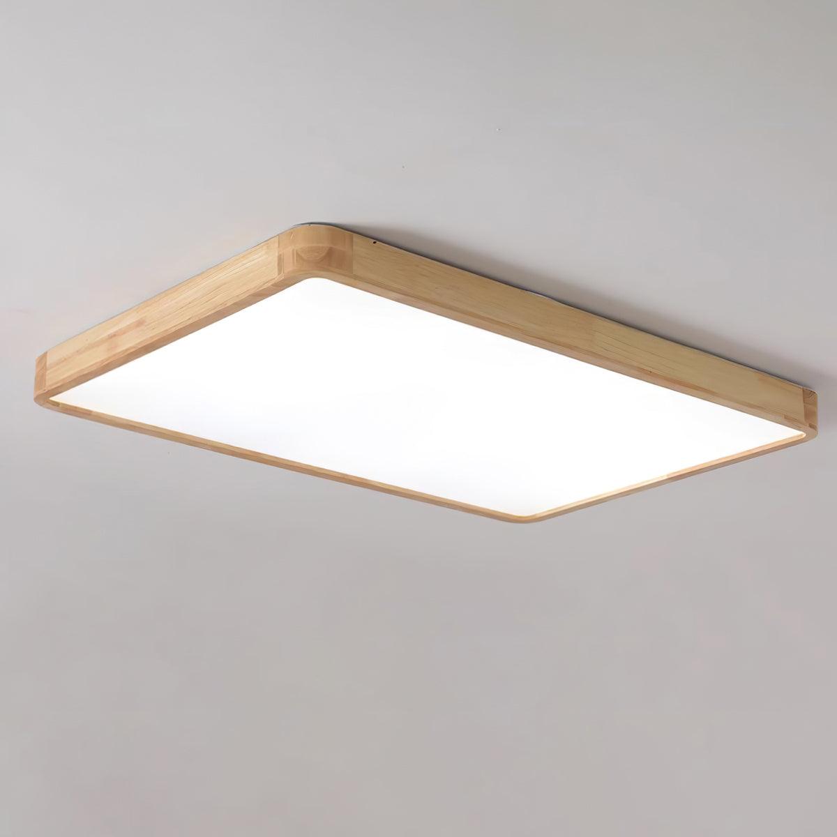 12-Inch Geometric Wood LED Ceiling Light, Flush Mount