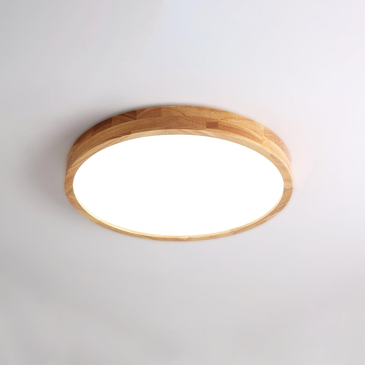 12-Inch Geometric Wood LED Ceiling Light, Flush Mount