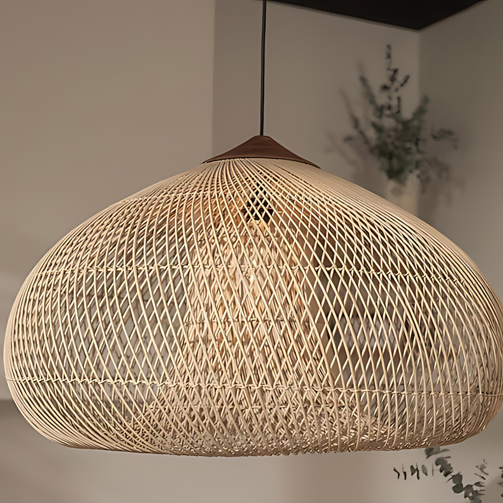 Woven Rattan Dome Pendant Light