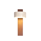 1-Light LED Wall Sconce with Travertine and Wood Design