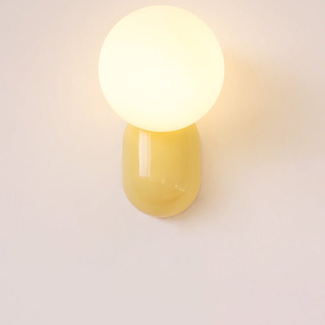 1-Light Modern Glass Globe Wall Sconce for Home Lighting