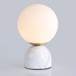 Marble Table Lamp with White Glass Globe, 9-Inch Modern Design