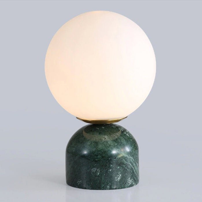 Marble Table Lamp with White Glass Globe, 9-Inch Modern Design