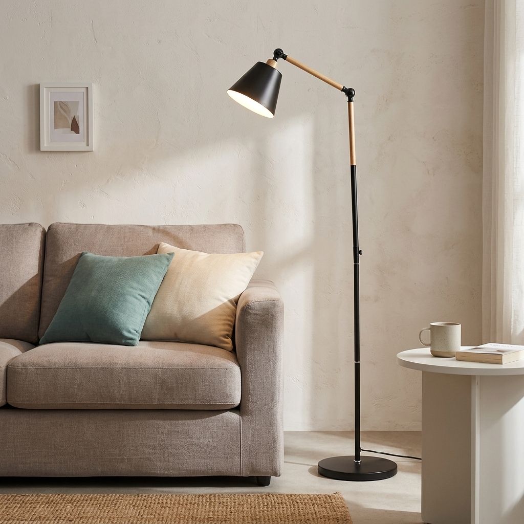 Adjustable Metal Floor Lamp with Modern Design, 60 Inches Tall