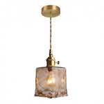 Amber Marble Glass Pendant Light Fixture - Vintage Style, 12-inch