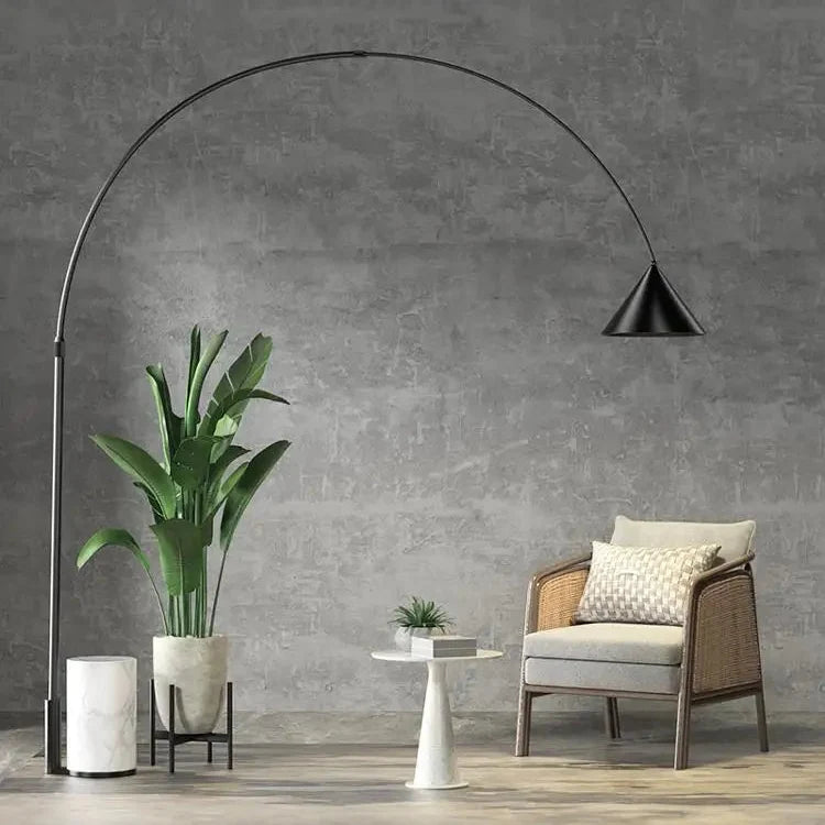 Arched Floor Lamp with Stone Plinth Base