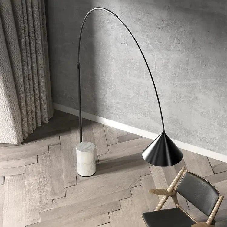 Arched Floor Lamp with Stone Plinth Base