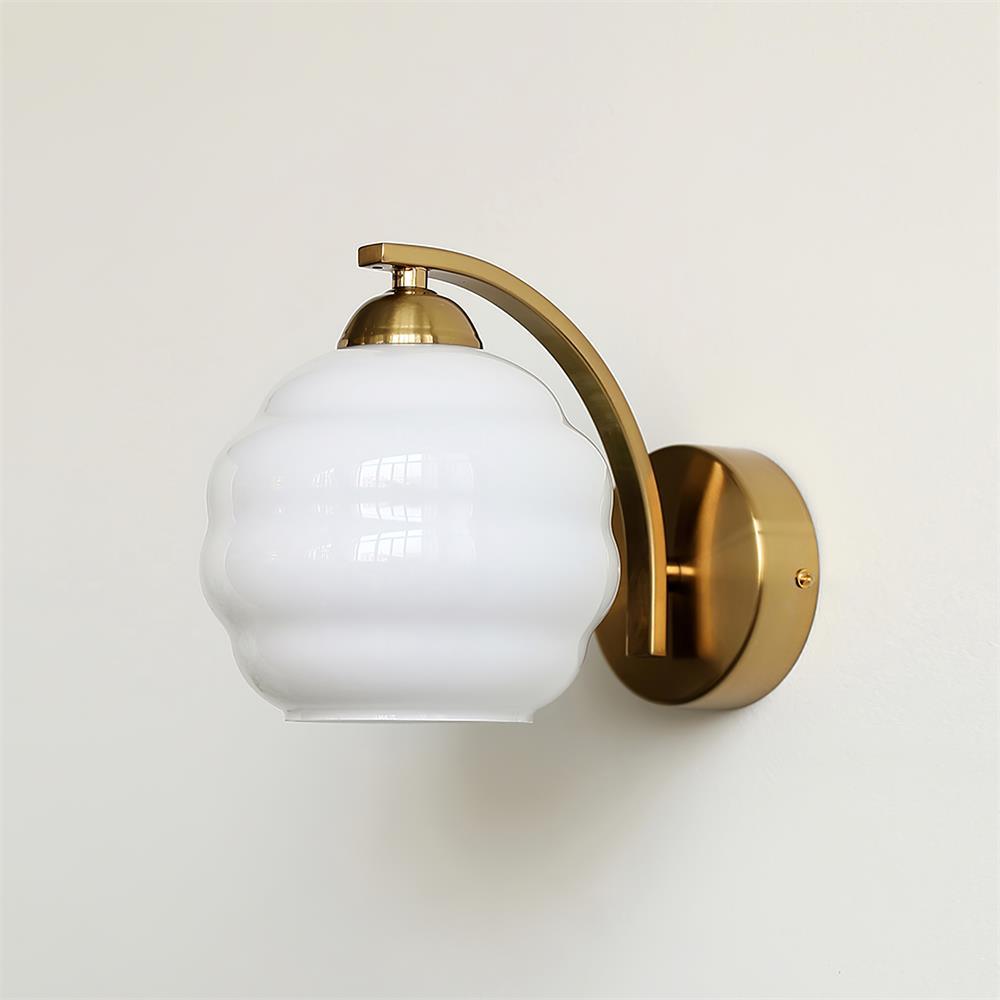 Art Deco Glass Wall Sconce, 6-Inch E26 Vintage Wall Light