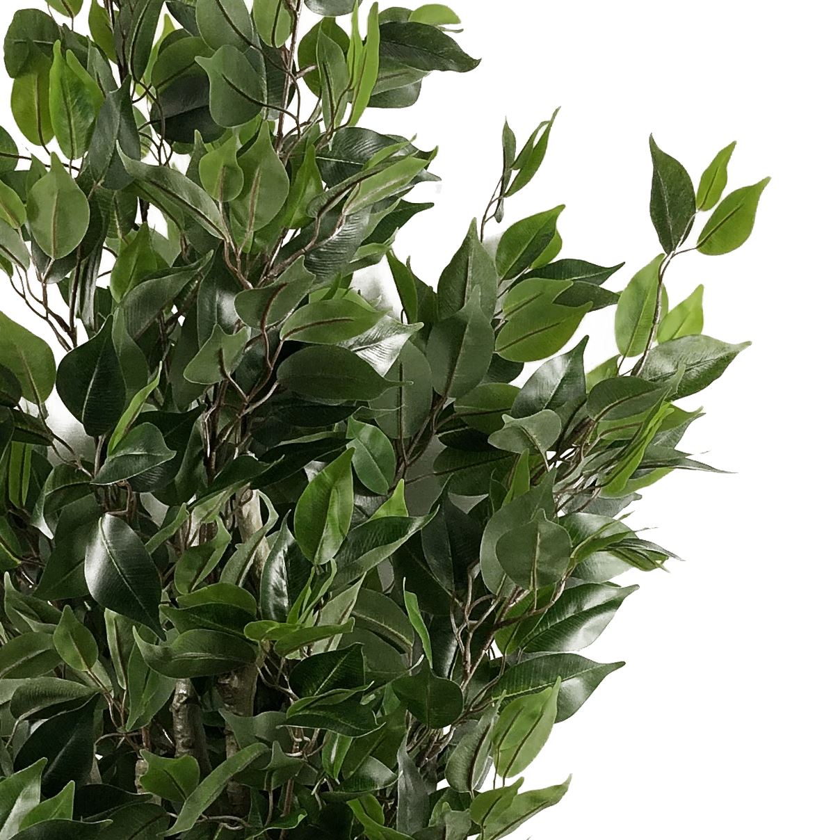 Artificial Ficus Tree 110cm – Indoor Fake Plant with Silver Hammered Metal Planter