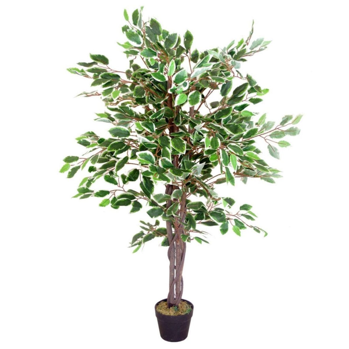 Artificial Variegated Ficus Tree 130cm – Realistic Indoor Fake Plant with Weighted Pot