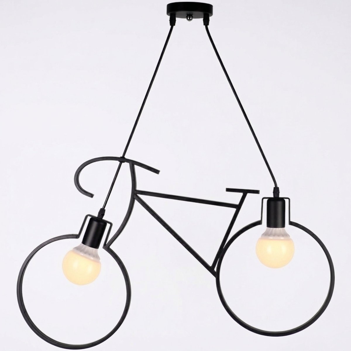 Black Bicycle Pendant Light Fixture - Nordic Style, Metal, 12 inches