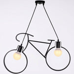 Black Bicycle Pendant Light Fixture - Nordic Style, Metal, 12 inches