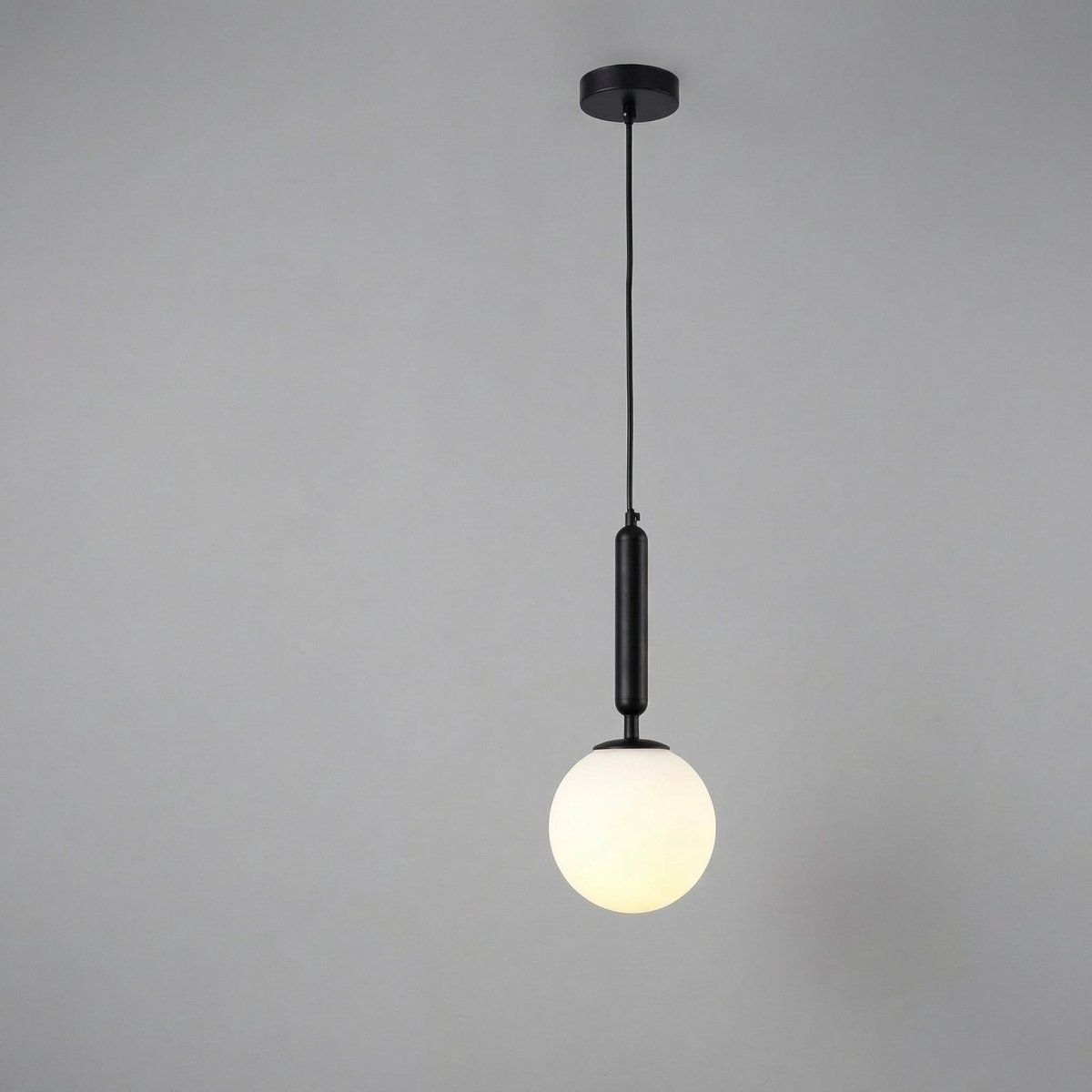 Black Glass Globe Pendant Light Fixture - Nordic Style, 12 inches