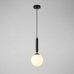 Black Glass Globe Pendant Light Fixture - Nordic Style, 12 inches