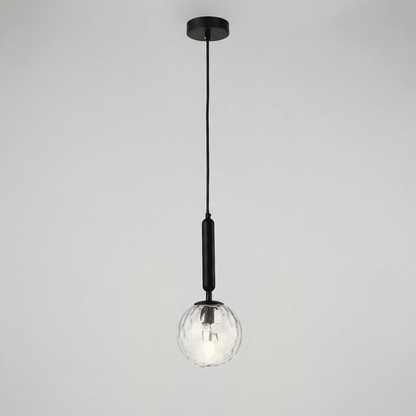 Black Glass Pendant Light with Water Ripple Design, 12 inches1