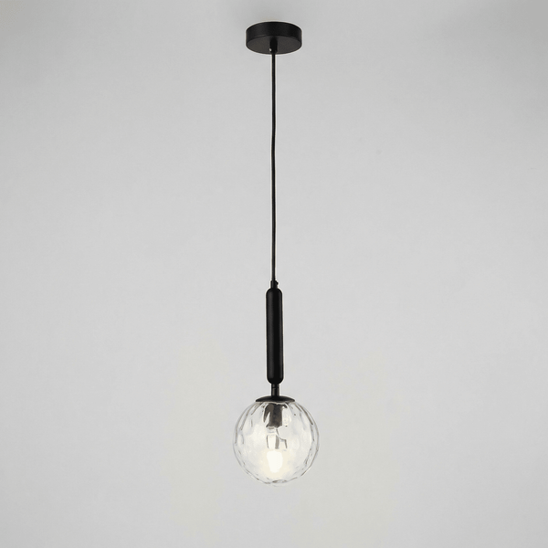 Black Glass Pendant Light with Water Ripple Design, 12 inches1