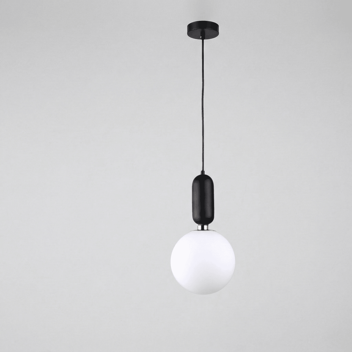 Black Globe Pendant Light Fixture - Modern Design, Metal, 12 inches