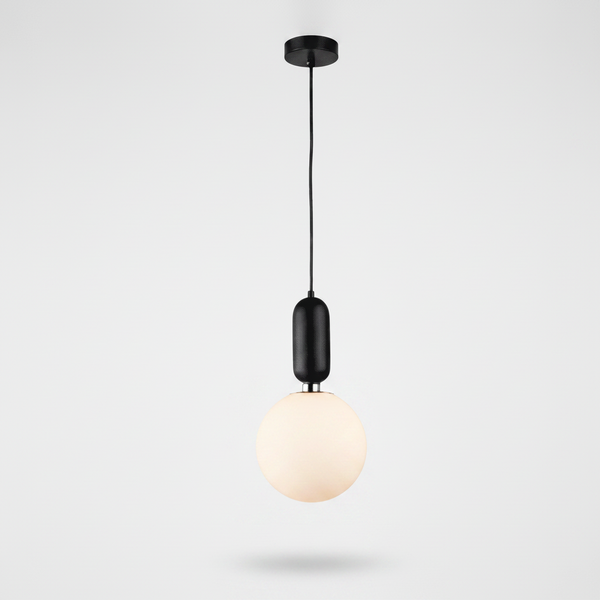 Black Globe Pendant Light Fixture - Modern Design, Metal, 12 inches1
