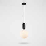 Black Globe Pendant Light Fixture - Modern Design, Metal, 12 inches