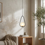 Black Metal Teardrop Pendant Light Fixture, Nordic Design, 12 inches