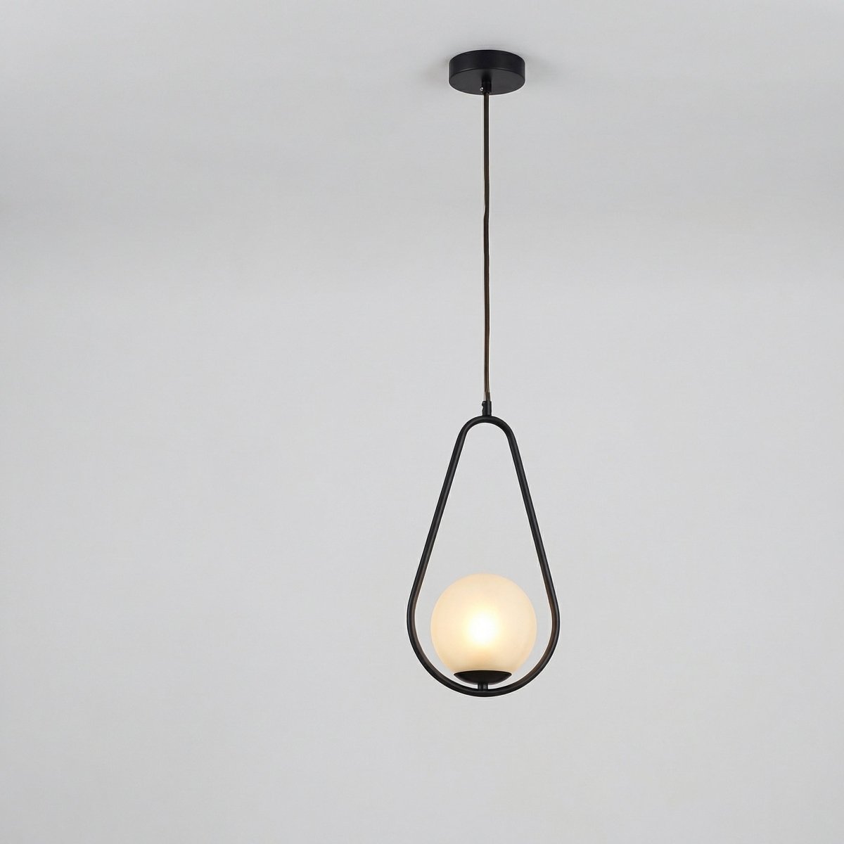 Black Metal Teardrop Pendant Light Fixture, Nordic Design, 12 inches