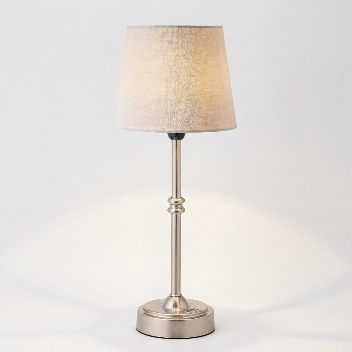 Brass Table Lamp with Fabric Shade - 18 Inch Height