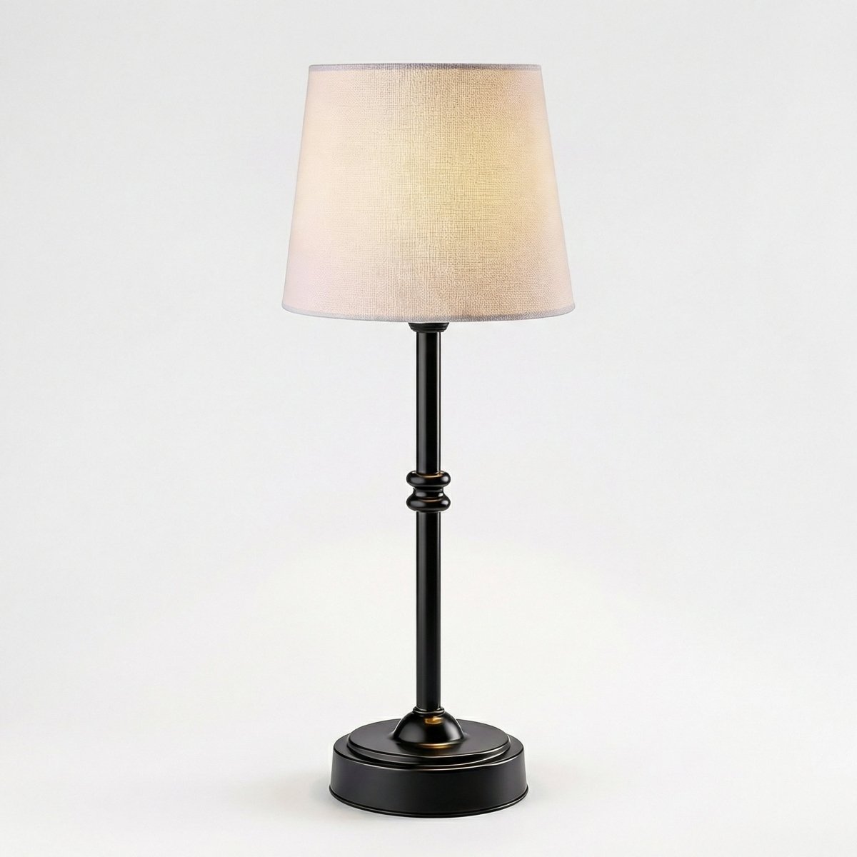 Brass Table Lamp with Fabric Shade - 18 Inch Height