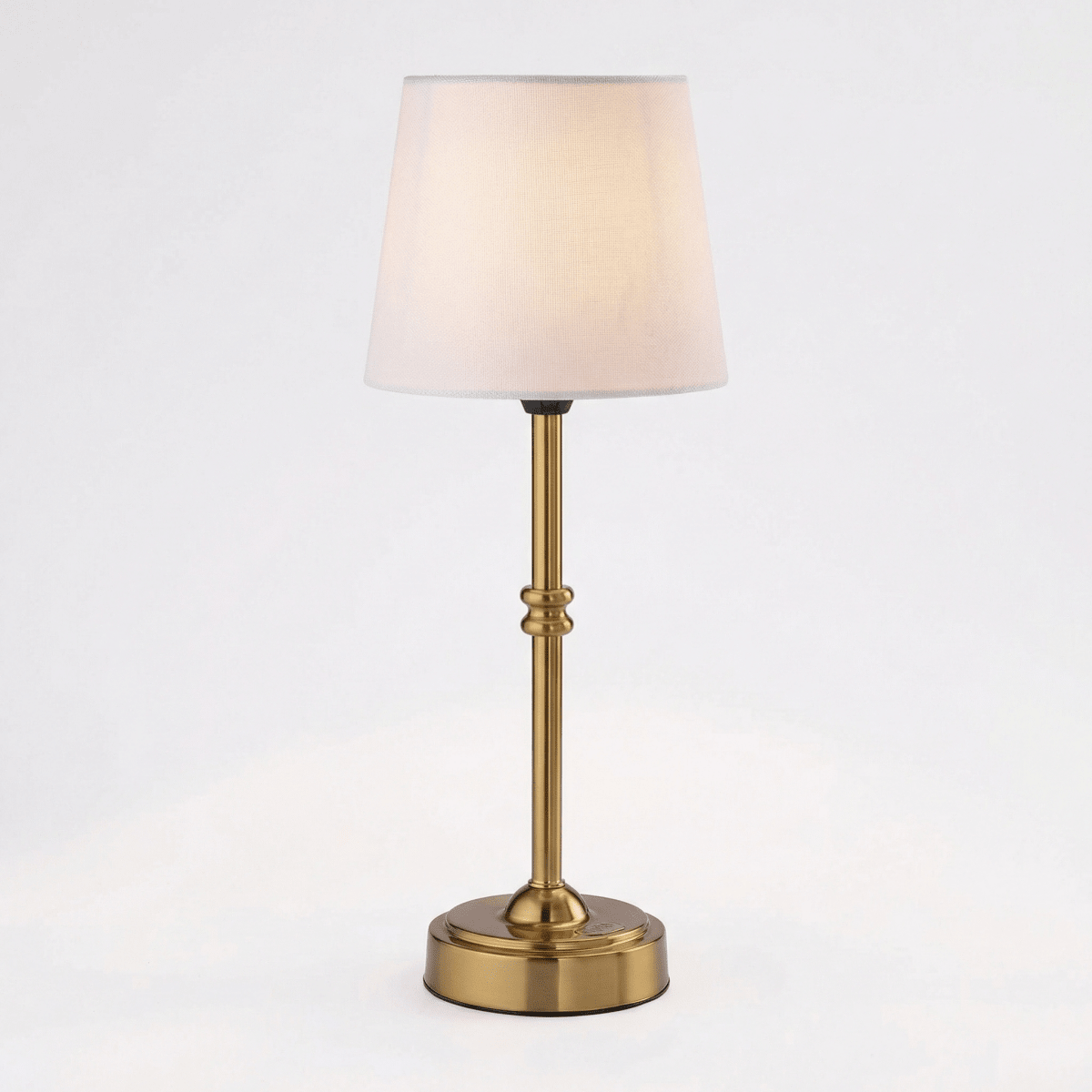 Brass Table Lamp with Fabric Shade - 18 Inch Height