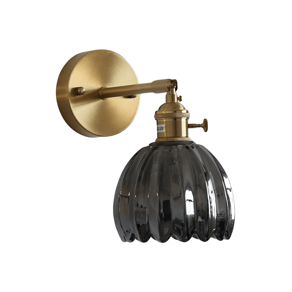 Brass Tulip Glass Wall Sconce Light Fixture - Single Bulb